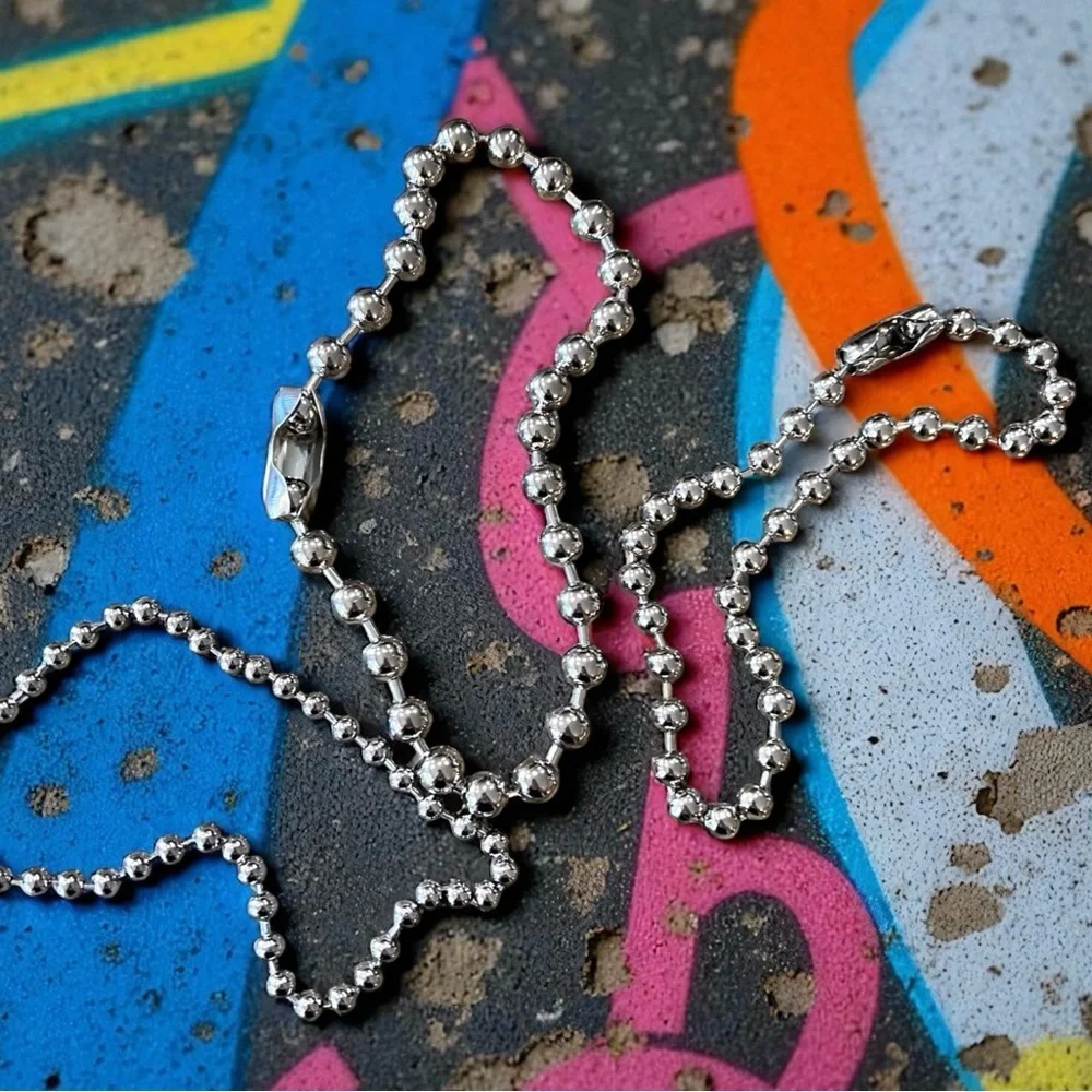 Ball Linked Chain Chunky Choker necklaces modern inspired look 3 different sizes
